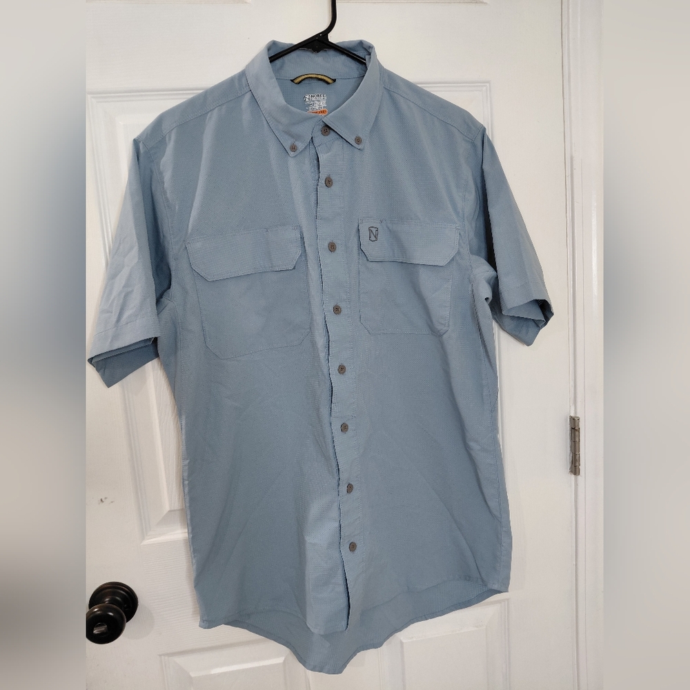 Noble Men's Size M REGULAR Blue Short Sleeve Shirt